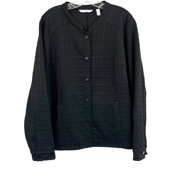 Isaac Mizrahi Live! Black Textured Snap Button Jacket Business Casual - Size 3X - Picture 1 of 4